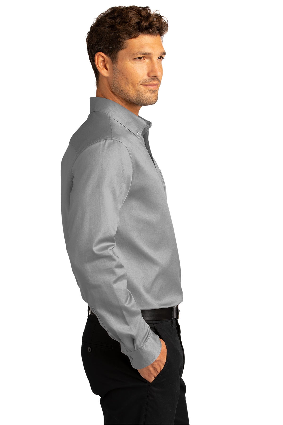 Camisa de Sarga de Manga Larga SuperPro React™ de Hombre Port Authority® W808