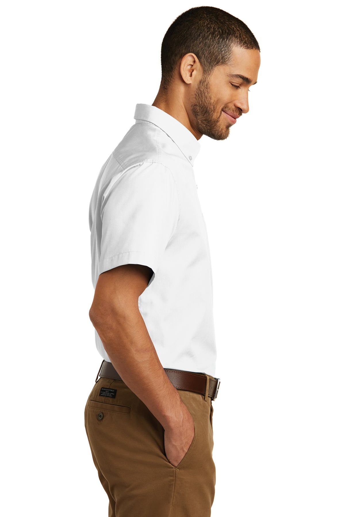 Camisa de Popelina de Manga Corta Carefree de Hombre Port Authority® W101